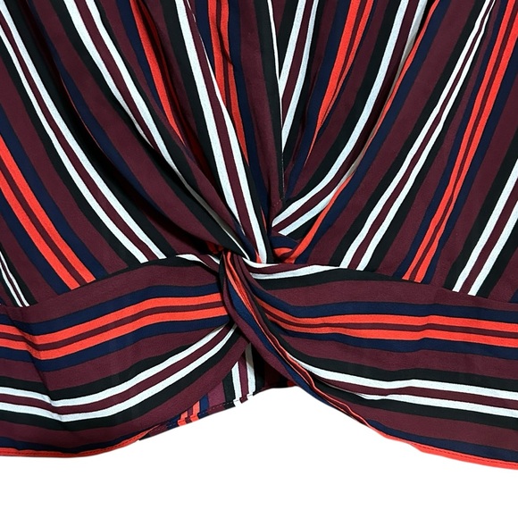 Express Red Stripe Twist Blouse - Picture 2 of 8